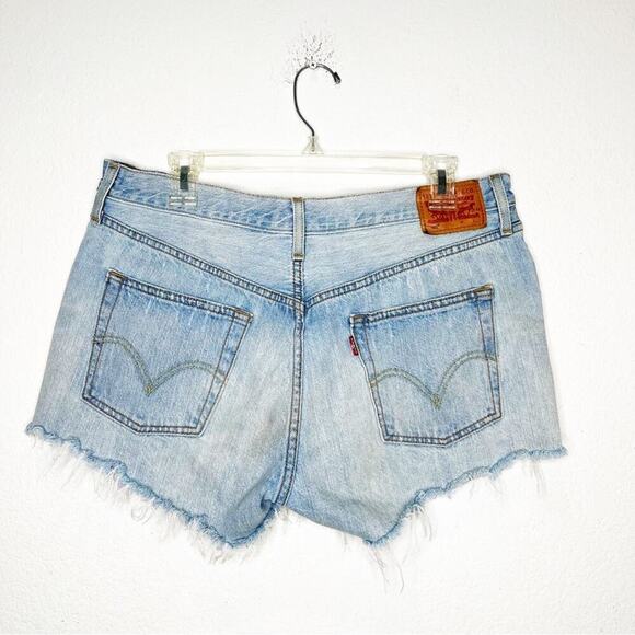 LEVI's 501 High Rise Raw Hem Rigid Denim Jeans Luxor Edge 32 Festival Music - Picture 5 of 9